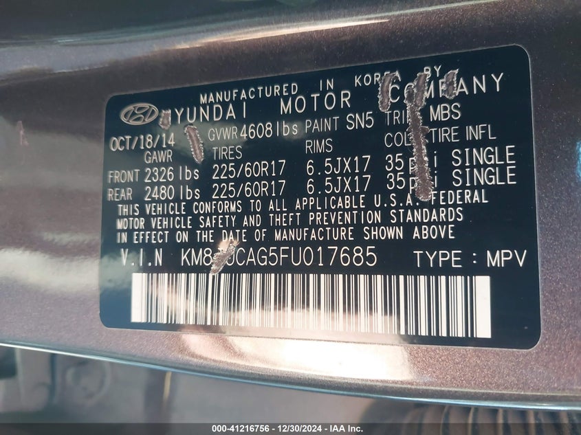 2015 HYUNDAI TUCSON SE - KM8JUCAG5FU017685