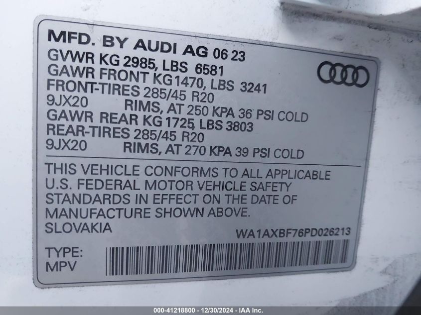 VIN WA1AXBF76PD026213 2023 Audi Q7, Premium 55 Tfsi... no.9