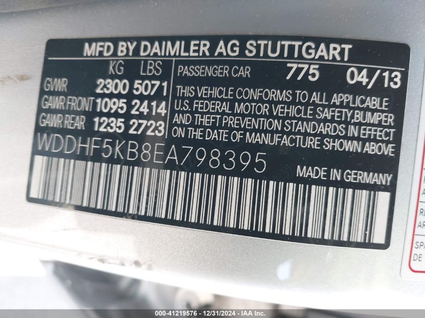 VIN WDDHF5KB8EA798395 2014 Mercedes-Benz E 350 no.9