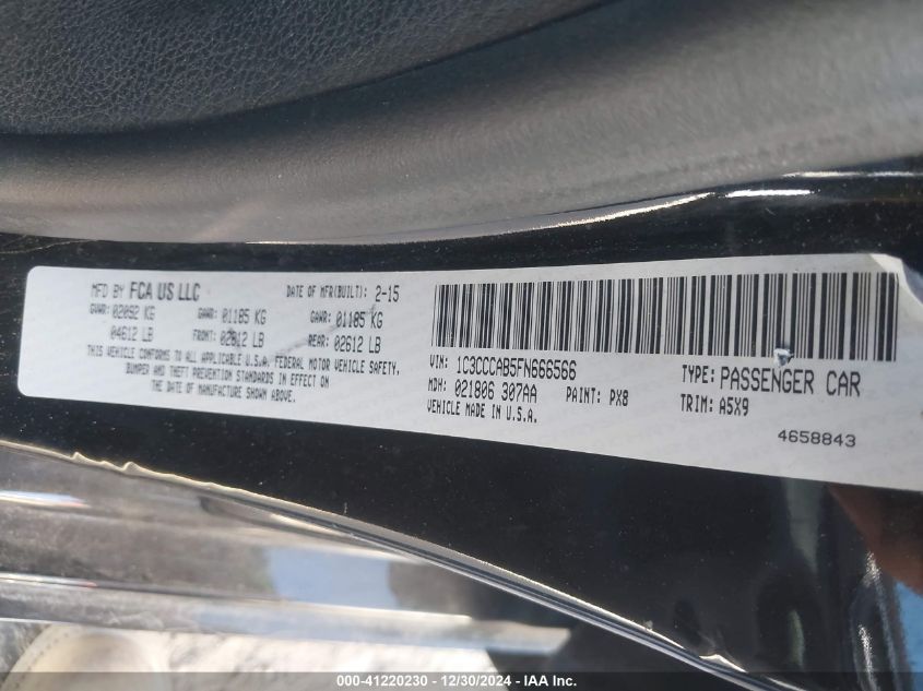 VIN 1C3CCCAB5FN666566 2015 Chrysler 200, Limited no.9