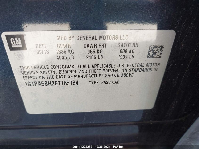 VIN 1G1PA5SH2E7185784 2014 CHEVROLET CRUZE no.9