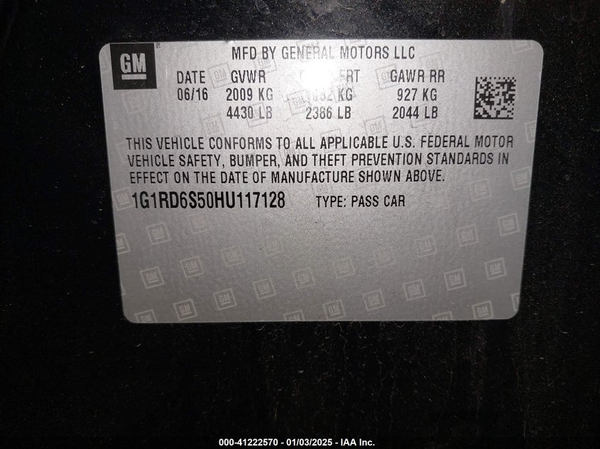 2017 CHEVROLET VOLT PREMIER - 1G1RD6S50HU117128