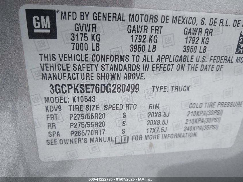 VIN 3GCPKSE76DG280499 2013 Chevrolet Silverado 1500... no.9