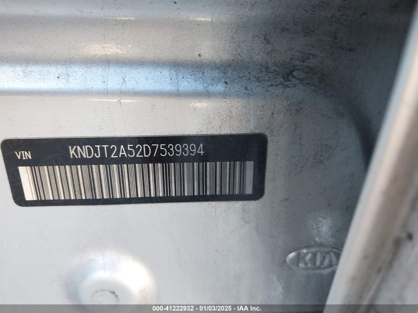 2013 Kia Soul VIN: KNDJT2A52D7539394 Lot: 41222932