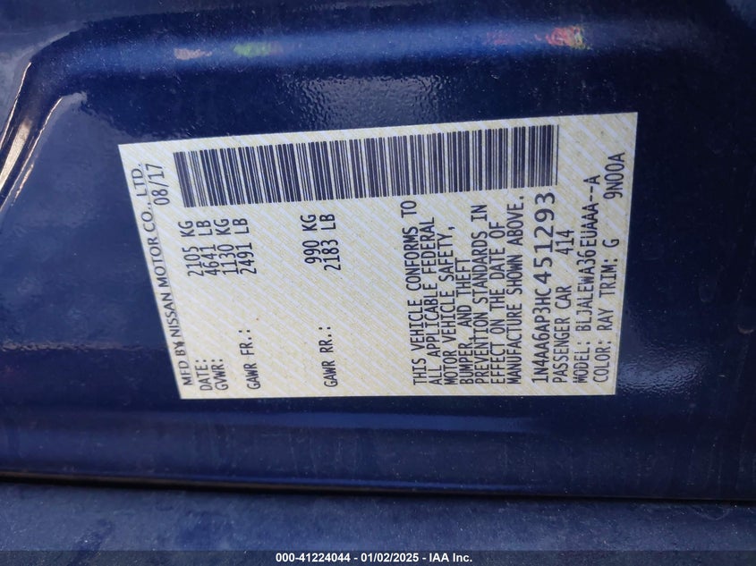 2017 NISSAN MAXIMA 3.5 SL - 1N4AA6AP3HC451293