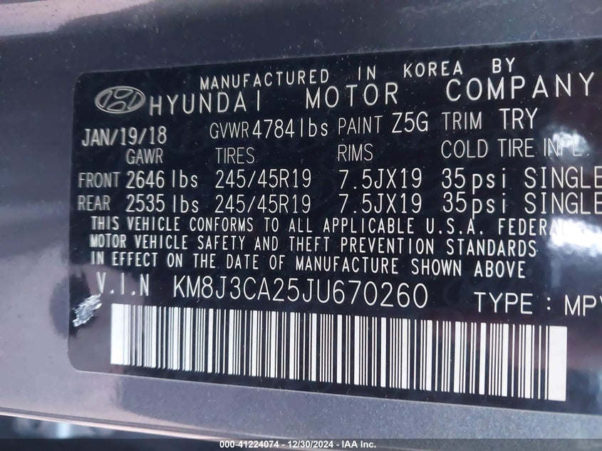 2018 HYUNDAI TUCSON LIMITED - KM8J3CA25JU670260