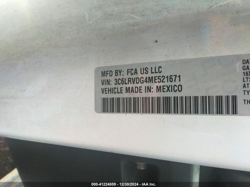 VIN 3C6LRVDG4ME521671 2021 RAM PROMASTER 2500 no.9