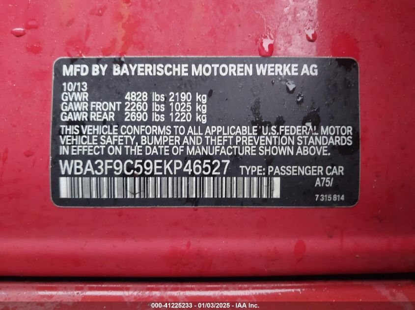 VIN WBA3F9C59EKP46527 2014 BMW Activehybrid no.9