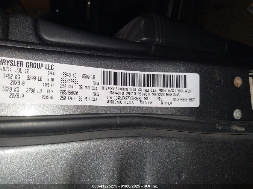 VIN 1C4RJFAG7DC503502 2013 Jeep Grand Cherokee, Laredo no.9