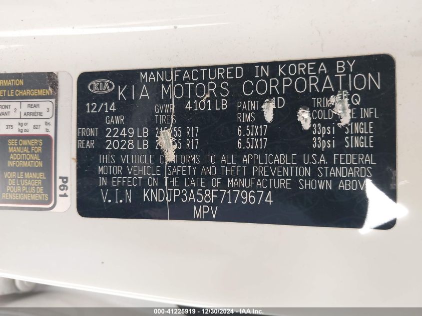 VIN KNDJP3A58F7179674 2015 KIA SOUL no.9