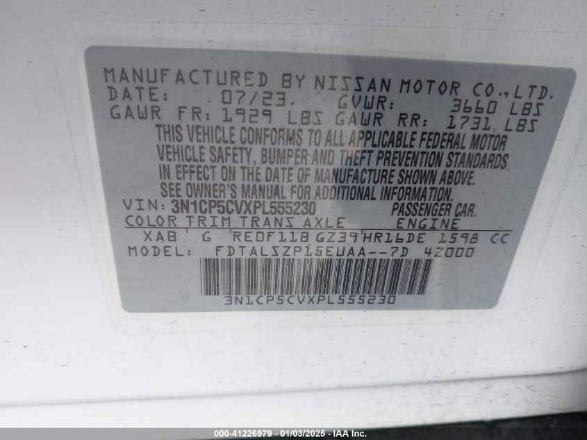 VIN 3N1CP5CVXPL555230 2023 Nissan Kicks, Sv Xtronic... no.9