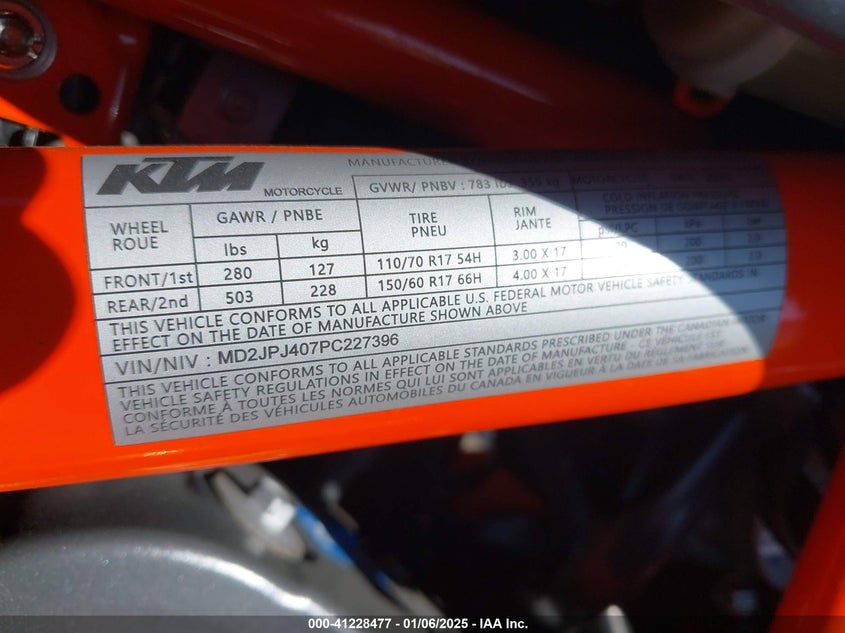2023 KTM 390 DUKE - MD2JPJ407PC227396