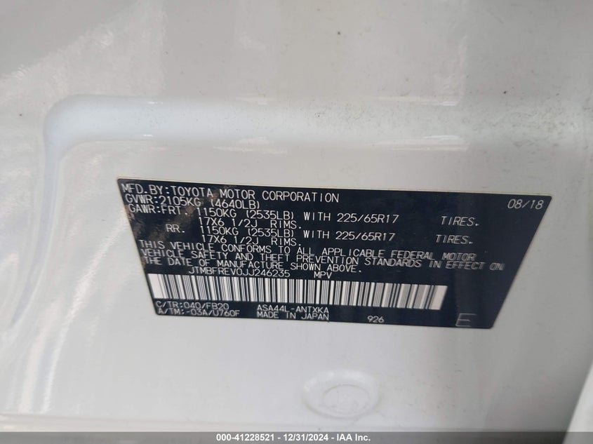 2018 TOYOTA RAV4 LE - JTMBFREV0JJ246235