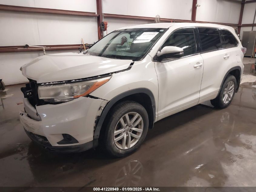 VIN 5TDBKRFH9ES058259 2014 Toyota Highlander, Le V6 no.2