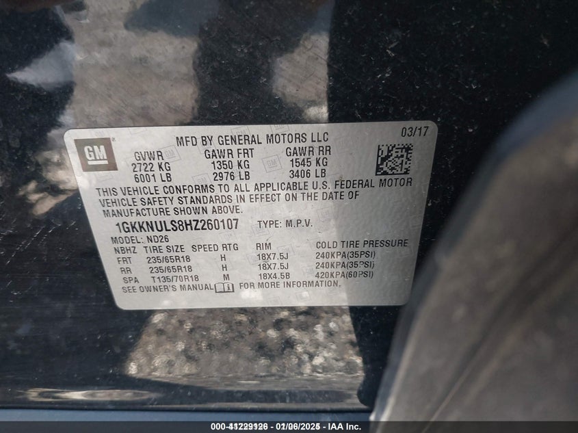 2017 GMC ACADIA SLT-1 - 1GKKNULS8HZ260107