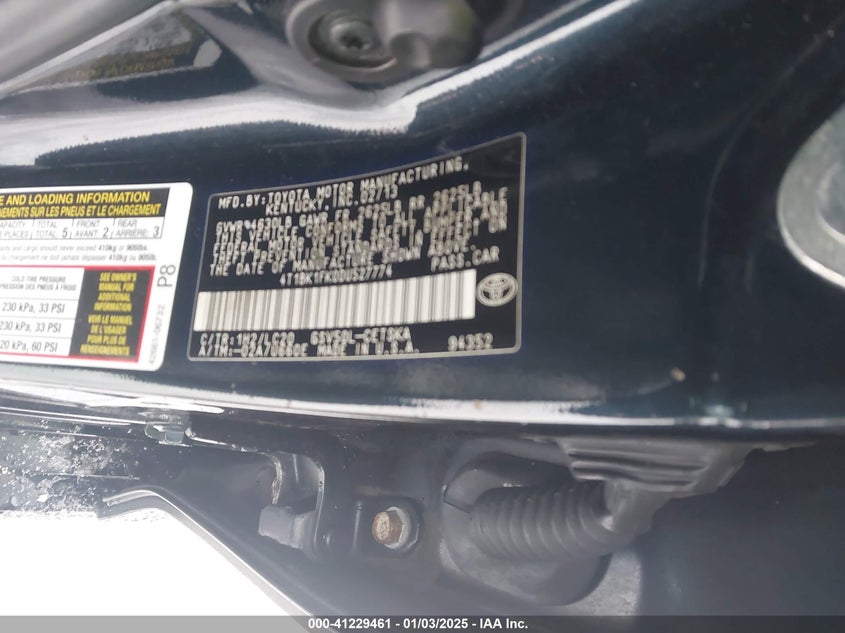 2013 TOYOTA CAMRY VIN: 4T1BK1FK0DU527774