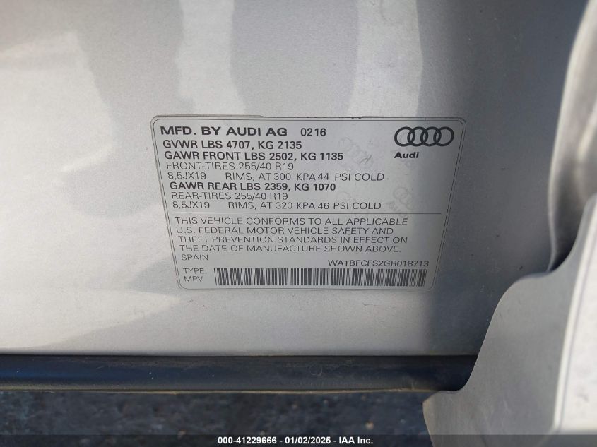 VIN WA1BFCFS2GR018713 2016 Audi Q3, 2.0T Premium Plus no.9