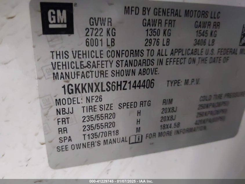 2017 GMC ACADIA DENALI - 1GKKNXLS6HZ144406