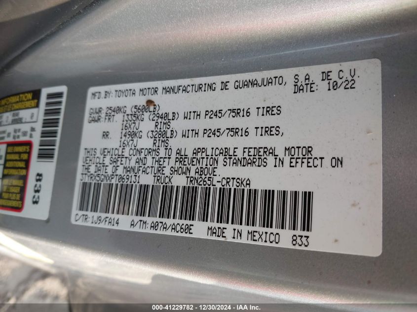 VIN 3TYRX5GNXPT069131 2023 TOYOTA TACOMA no.9