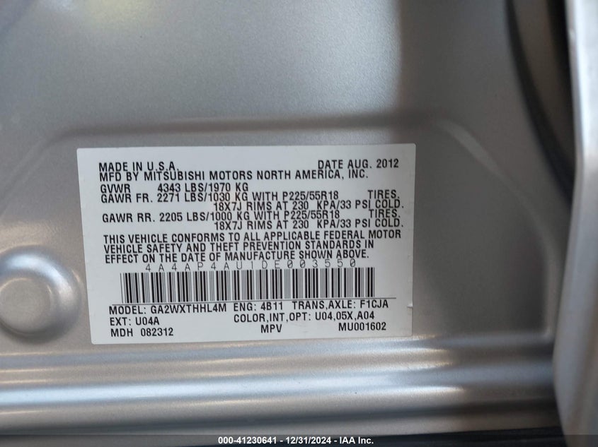 2013 MITSUBISHI OUTLANDER SPORT SE - 4A4AP4AU1DE003550