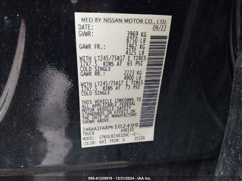 VIN 1N6AA1FA8PN102499 2023 NISSAN TITAN XD no.9