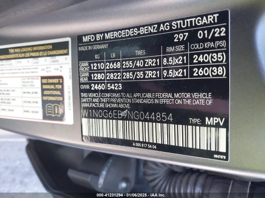 2022 Mercedes-Benz Amg Glc 43 4Matic VIN: W1N0G6EB9NG044854 Lot: 41231294