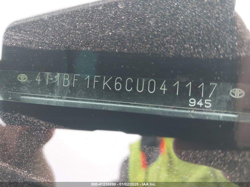 2012 TOYOTA CAMRY VIN: 4T1BF1FK6CU041117