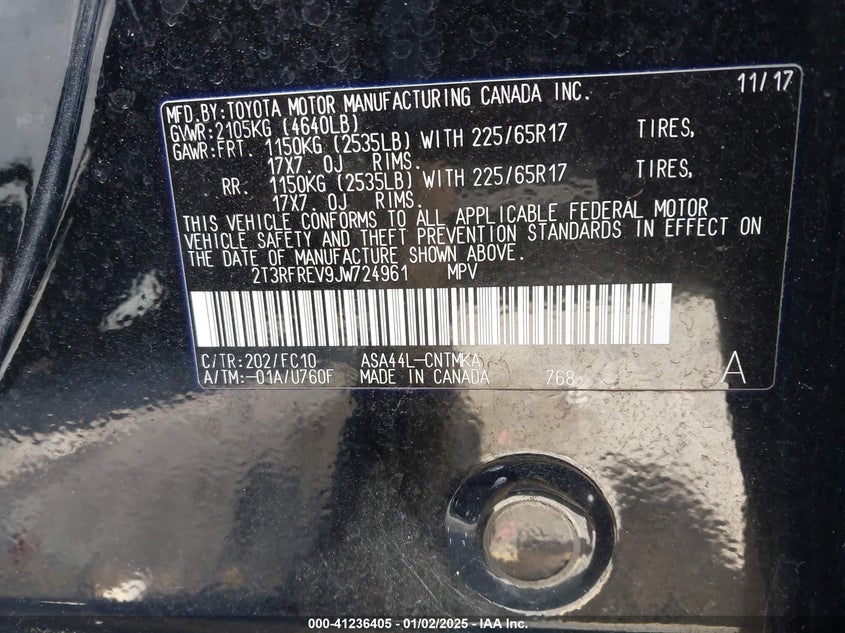 2018 TOYOTA RAV4 ADVENTURE/XLE - 2T3RFREV9JW724961