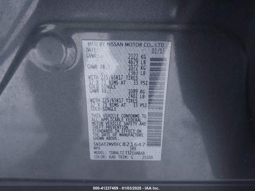 2015 NISSAN ROGUE SV - 5N1AT2MV0FC821647