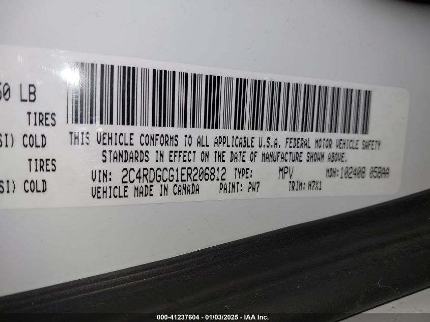 VIN 2C4RDGCG1ER206812 2014 DODGE GRAND CARAVAN no.9