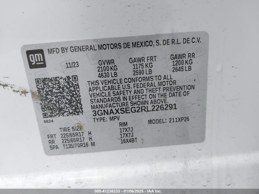 VIN 3GNAXSEG2RL226291 2024 CHEVROLET EQUINOX no.9