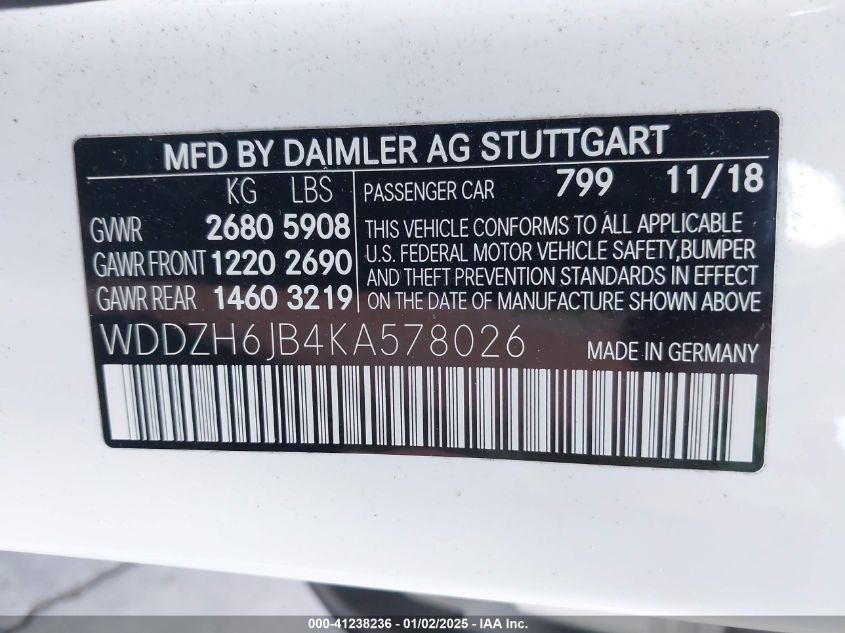 VIN WDDZH6JB4KA578026 2019 Mercedes-Benz E-Class, E... no.9