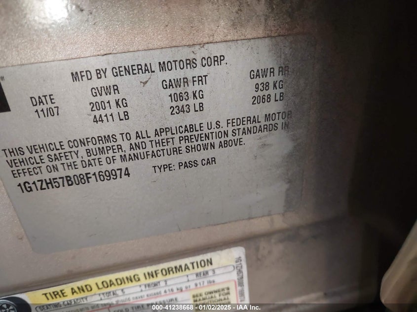 2008 CHEVROLET MALIBU VIN: 1G1ZH57B08F169974