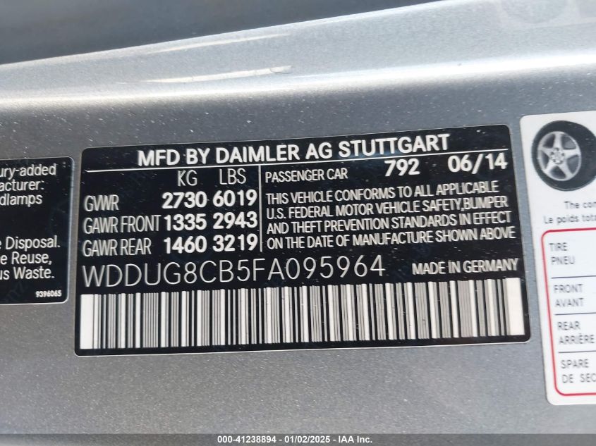 VIN WDDUG8CB5FA095964 2015 Mercedes-Benz S 550 no.9