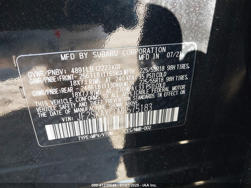 2021 SUBARU FORESTER TOURING - JF2SKAXC0MH575183