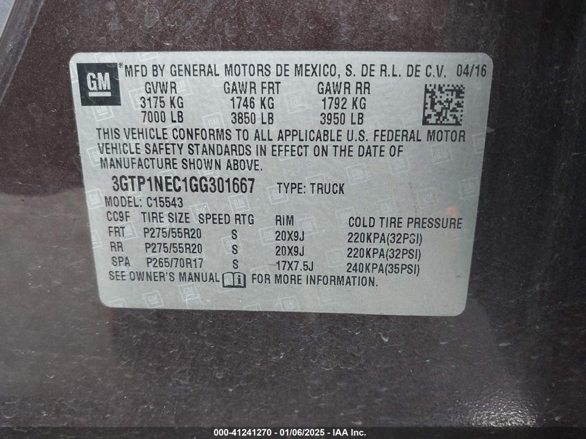 2016 GMC SIERRA 1500 SLT - 3GTP1NEC1GG301667
