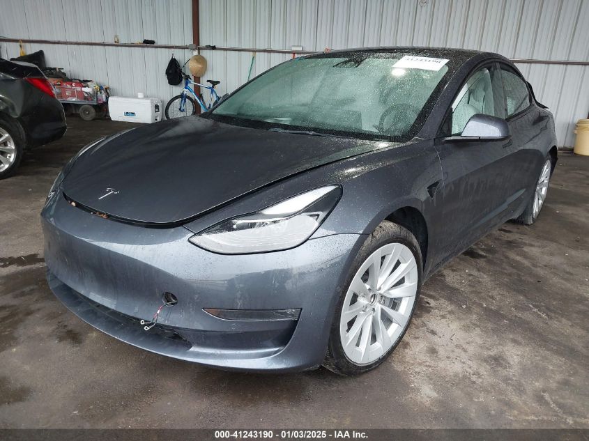 VIN 5YJ3E1EB9NF338892 2022 TESLA MODEL 3 no.2