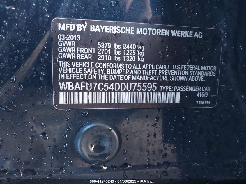 2013 BMW 535I XDRIVE - WBAFU7C54DDU75595