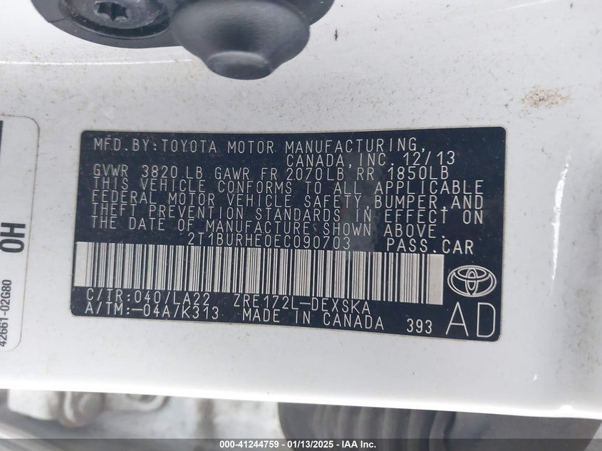 2014 TOYOTA COROLLA L/LE/LE PLS/PRM/S/S PLS - 2T1BURHE0EC090703