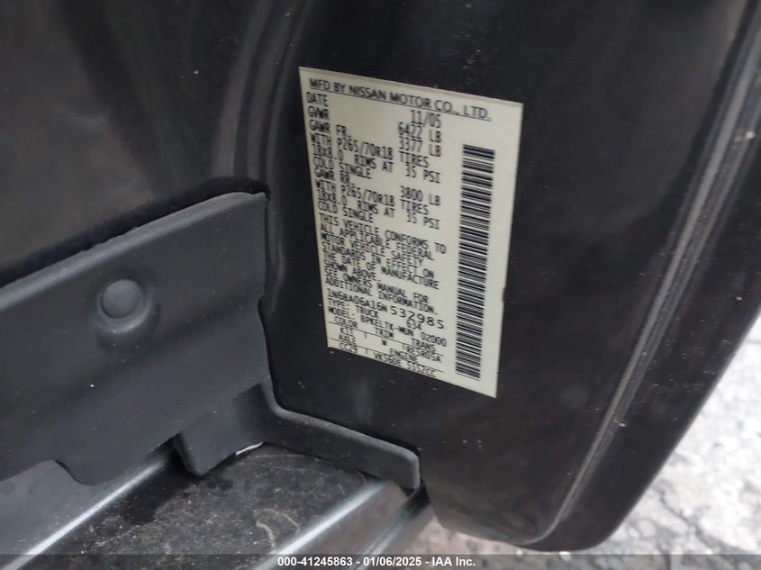 2006 NISSAN TITAN VIN: 1N6BA06A16N532985