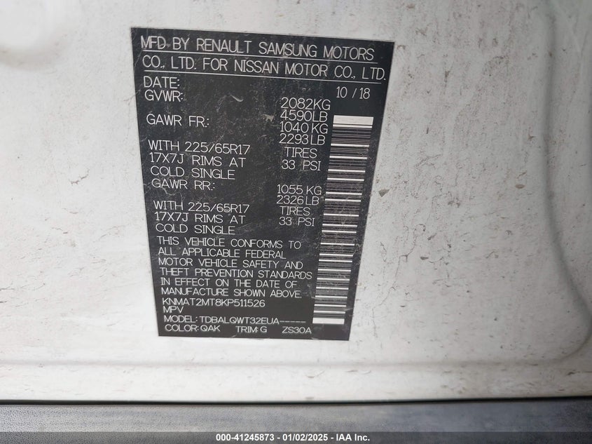 2019 NISSAN ROGUE SV - KNMAT2MT8KP511526