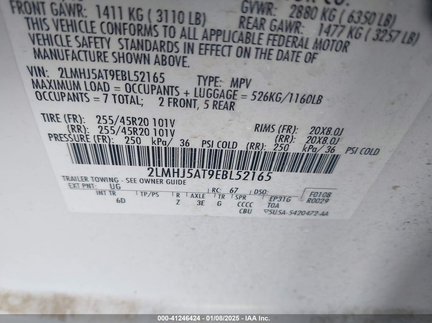 2014 LINCOLN MKT - 2LMHJ5AT9EBL52165