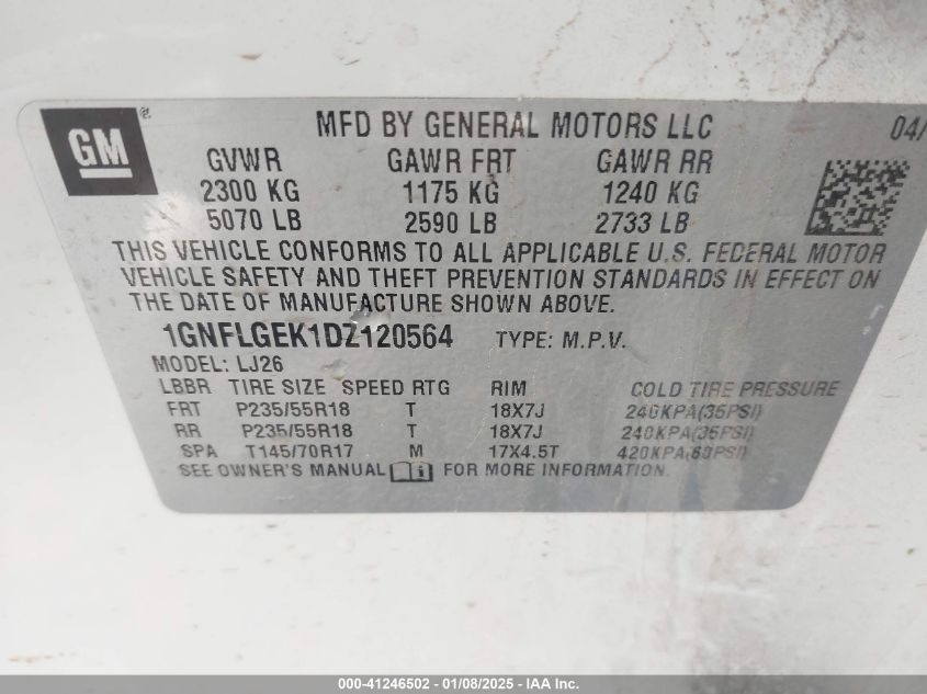 VIN 1GNFLGEK1DZ120564 2013 Chevrolet Equinox, Ltz no.9