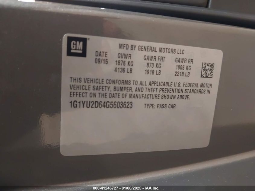 2016 Chevrolet Corvette - 1G1YU2D64G5603623