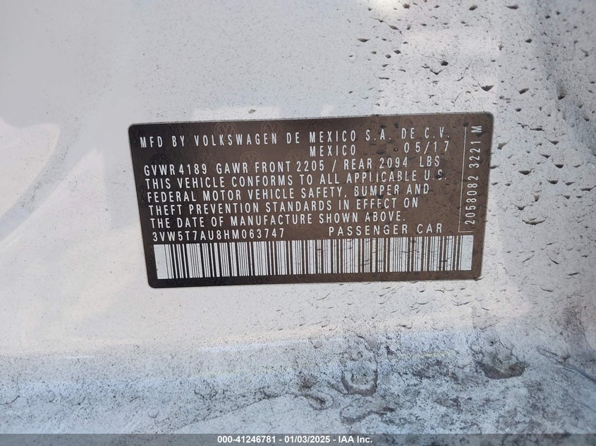 2017 VOLKSWAGEN GOLF GTI AUTOBAHN 4-DOOR/S 4-DOOR/SE 4-DOOR/SPORT 4-DOOR - 3VW5T7AU8HM063747