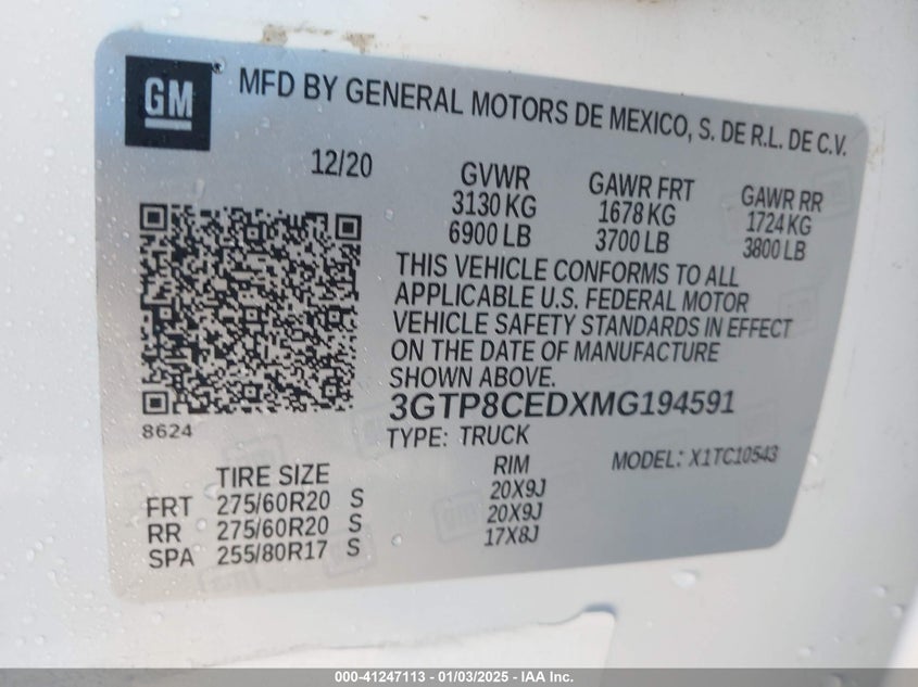 2021 GMC SIERRA 1500 - 3GTP8CEDXMG194591