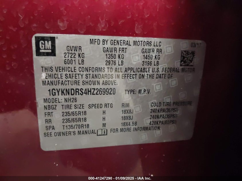 2017 CADILLAC XT5 LUXURY - 1GYKNDRS4HZ269920