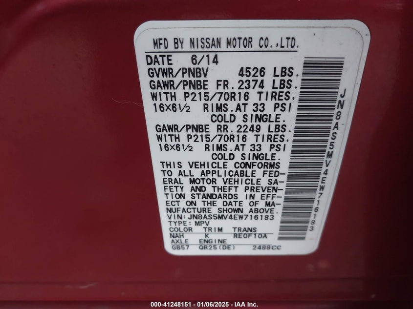 2014 NISSAN ROGUE SELECT S - JN8AS5MV4EW716183