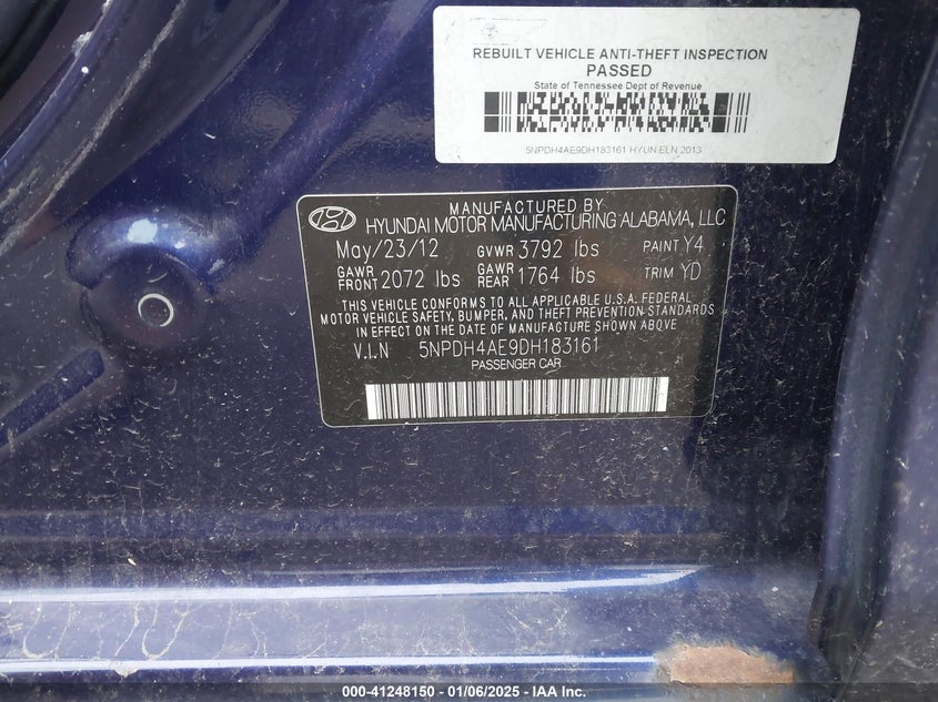 2013 HYUNDAI ELANTRA GLS - 5NPDH4AE9DH183161