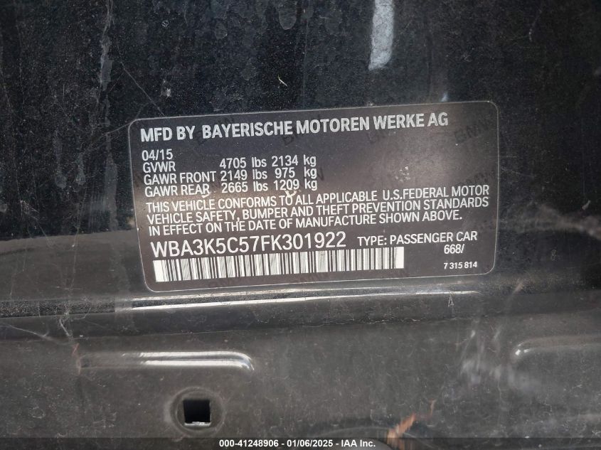 2015 BMW 328D XDRIVE - WBA3K5C57FK301922
